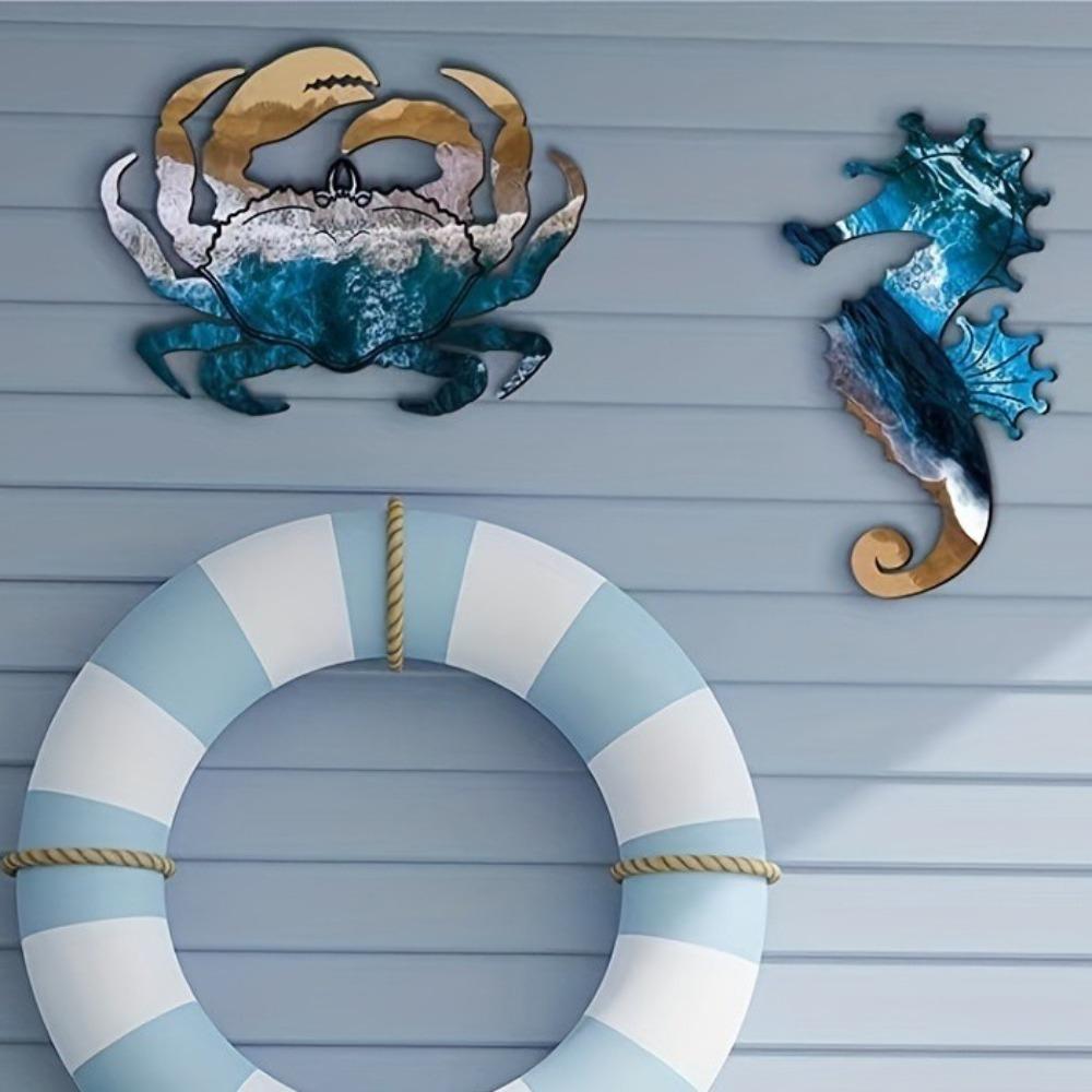 4 шт. Морской конёк Краб Летнее Океанское Настенное Украшение Средиземноморский Стиль Пляжный Подвес Декор Бара