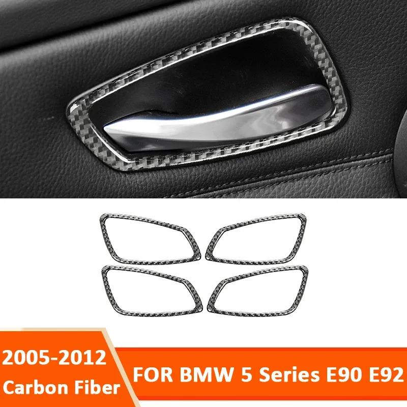 Carbon Fiber Car Door Inner Handle Panel Trim Frame Decoration Sticker For BMW 3 Series E90 E92 2005-2012 Interior Accessories