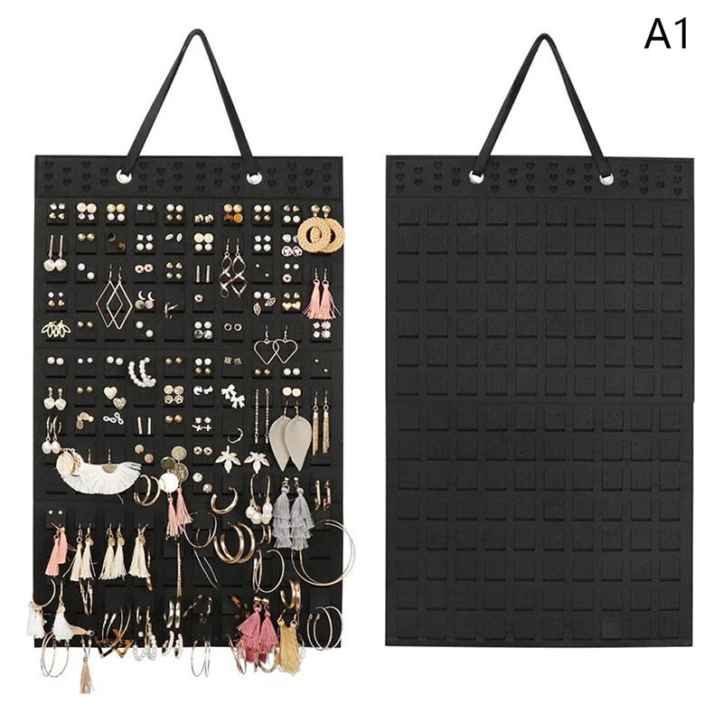 Wall Mounted Jewelry Display Organizer Bag Vertical Earring Necklace Bracelet