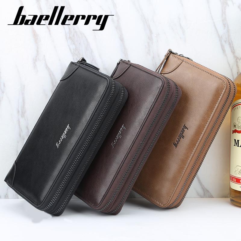 Baellerry Men Fashion Long Wallet Business Design Leather Zip Purse Wallets