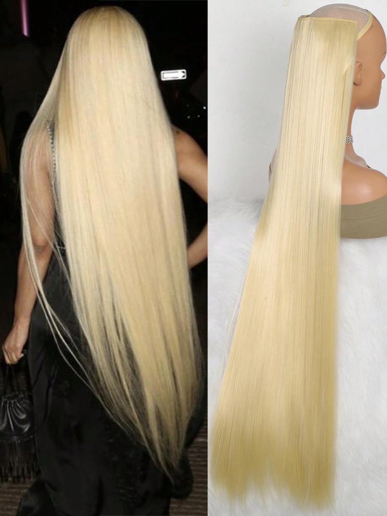 Aosiwig Синтетические супер длинные прямые волосы 100 см на 5 клипсах для наращивания натуральных волос, черные, блондовые, искусственные накладные волосы для женщин