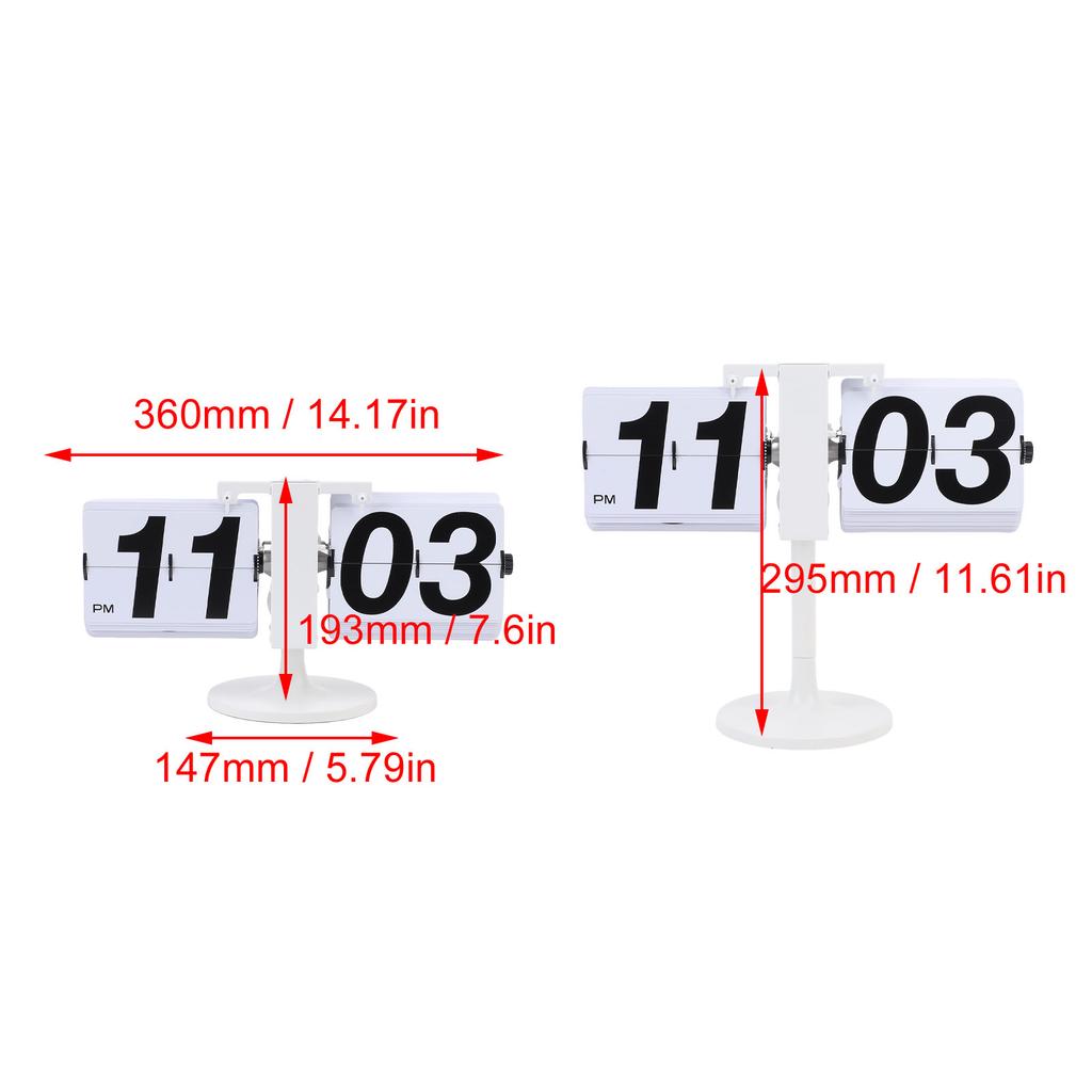 Desk Clock 304 Stainless Steel PVC Automatic Page Turning Mechanical Desk Clock 12 Hours with Extended Rod for Living Room