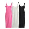2024 Women's Spring Festival Sleeveless Fitted Midi Dress In Solid White or Black