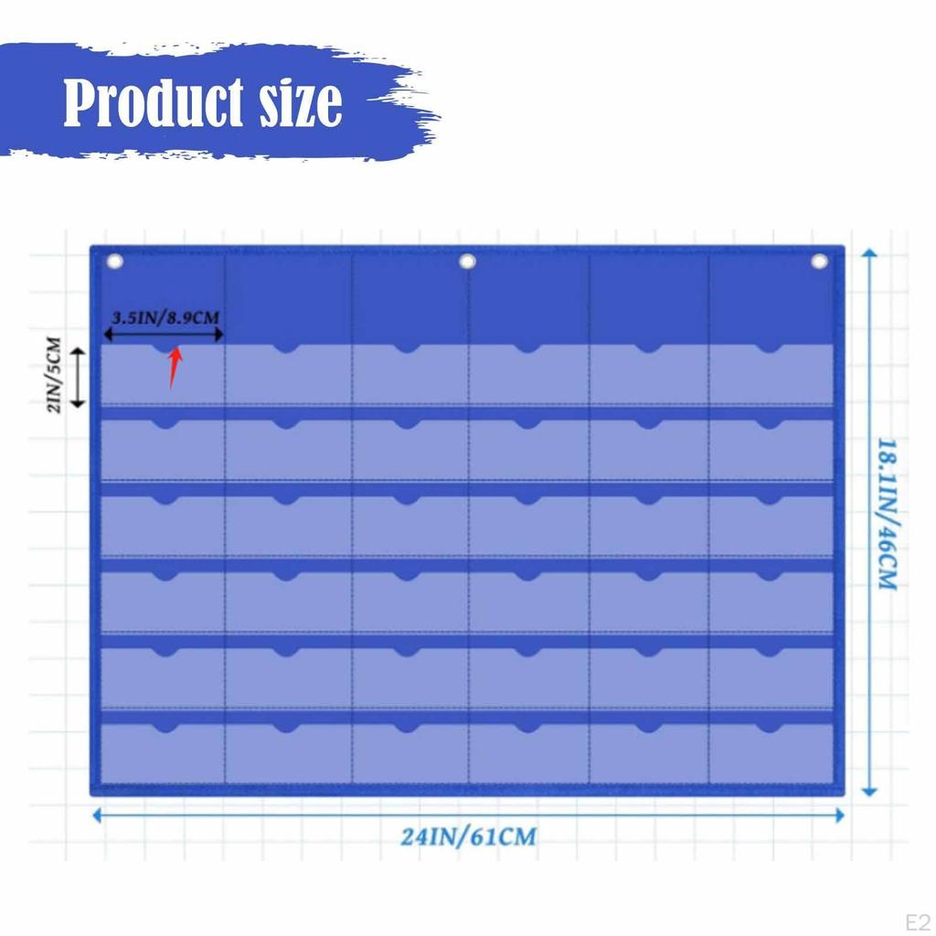 Pocket Chart Hanging 36 Card Slots Oxford Cloth Calculator Holder Storage Organizer for Classroom