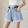 Summer Fashion High Waist Denim Shorts With Adjustment Belt Wide Leg Jeans Harem Pants