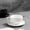 Rock Pattern Ceramic Latte Coffee Mug Delicate Afternoon Tea Cup Black and White Mug Set with Round Saucer