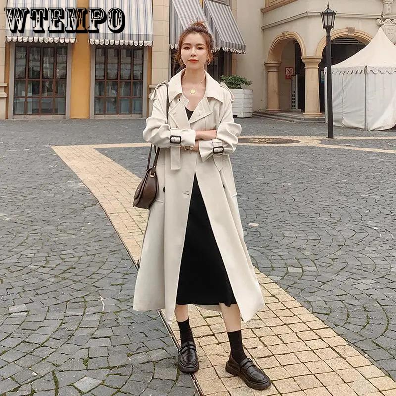 Windbreaker Women's Mid-length British Style Over-the-knee Coat Slim Slimming Casual Jacket Can Be Belted Elegant Temperament