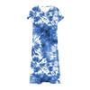 Fashion Women's Summer V-neck Short Sleeve Tie- Retro Print Beach Dress