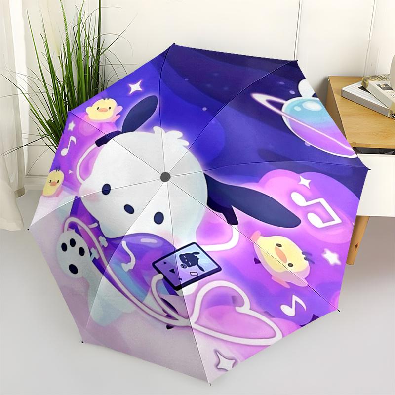 1pc Music-Themed Cute Rabbit Automatic Opening/Closing Umbrella with 3-Fold Design, 8-Bone Iron Frame, Suitable for Fans, Travel, Daily Use, and Gifts