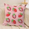 Cute Strawberry girl pink Cushion Cover Silky Short Plush Invisible Zipper Dustproof Sofa Pillow Case for Home Decor