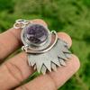 925 Sterling Silver Round Russian Charoite Stone Wife Wedding Pendant Jewelry