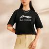 Li-Ning Letter Logo Print Slim Fit Short Sleeve T-Shirt Unisex Tops Black ATST631-1
