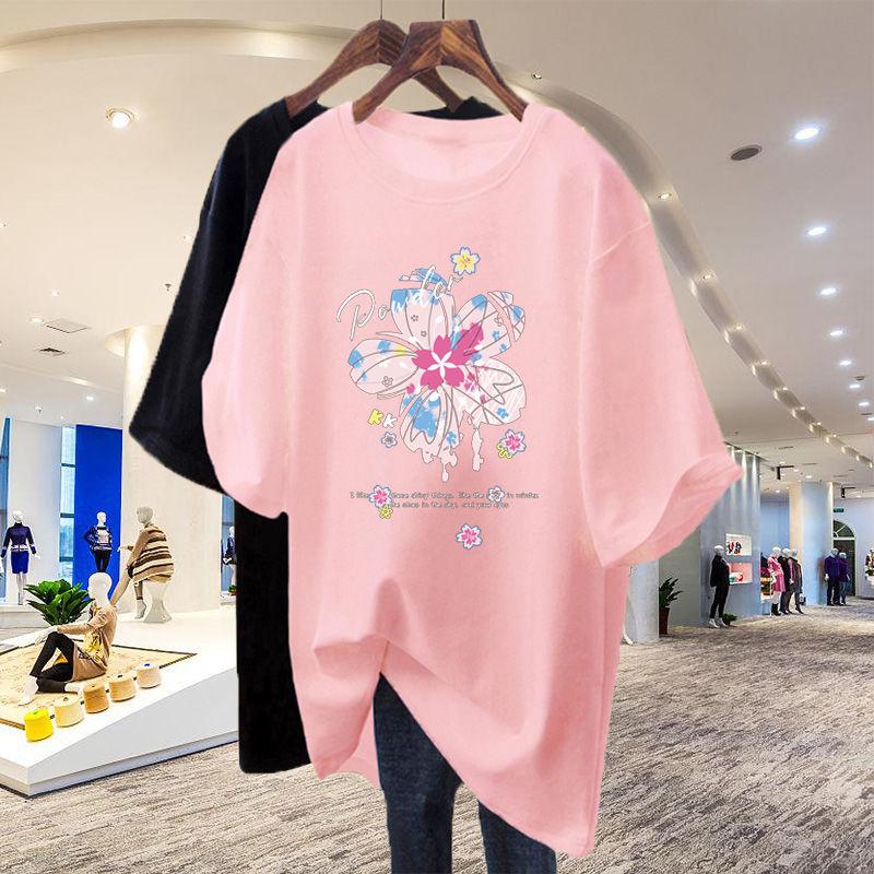 2024 Летние Футболки с Круглым Вырезом и Принтом из Чистого Хлопка, Модный Узор, Комфортные, Эффектные, Модные, Свободного Кроя, Разноцветные, Женские, Смешные