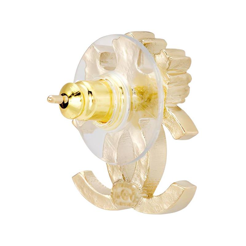 Chanel Серьги женские золотые Crown Classic с логотипом Double C, из золотого металла