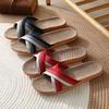 Four Seasons Linen Slippers, Home Couple Indoor Soft Bottom Slippers, Couple Wooden Floor Cotton and Linen Home Sandals