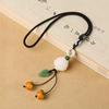Persimmon Ruyi Glazed Keychain & Mobile Phone Charm with Leaf Pendant