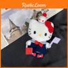 Темно-синий брелок для сумки Hello Kitty из черной кожи, милый брелок с кошкой Китти
