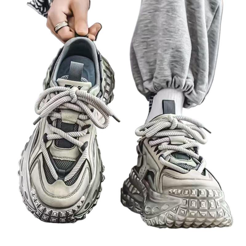 Autumn Men's Shoes New Breathable Mesh Youth Sports Shoes Men's Trend Versatile Tire Sole Platform Dad Shoes Men