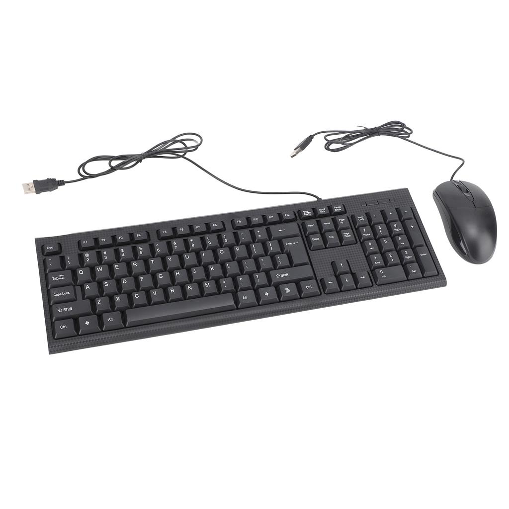 Keyboard and Mouse Combo Black Waterproof 104 Keys Anti Slip USB Wired Connection Keyboard Mouse