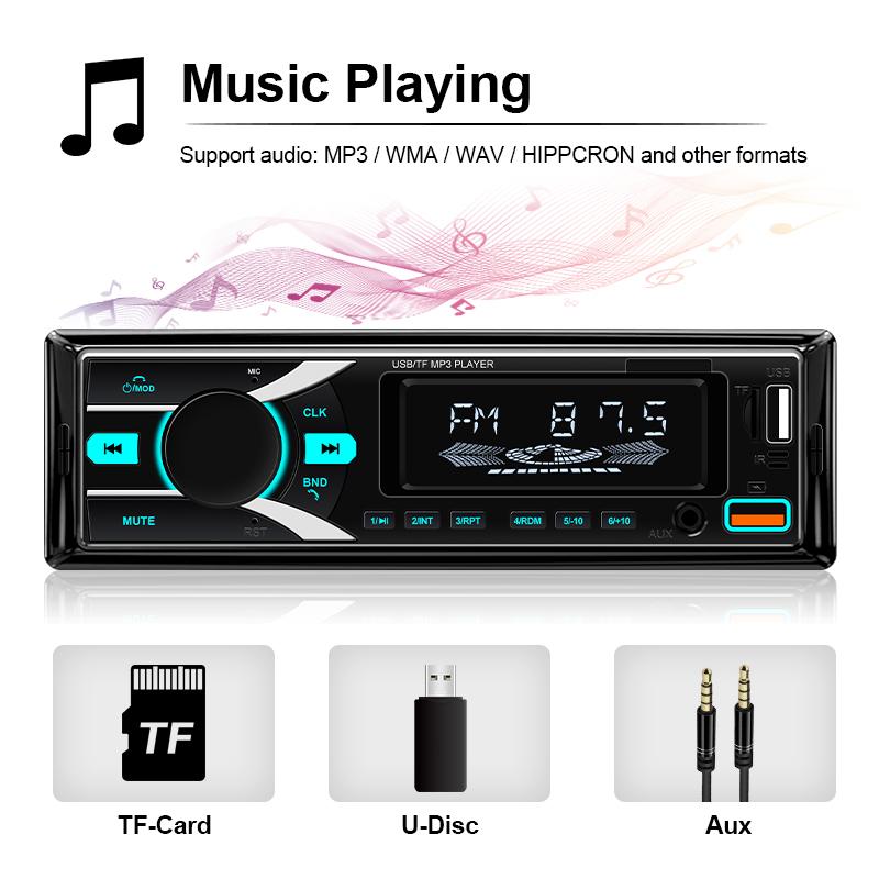 Автомобильное стерео радио Hippcron 1Din Bluetooth 12V FM ISO Power Aux Вход SD USB