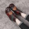 Winter Top Layer Cowhide Low Heel Casual Short Boots Ethnic Style Color-blocking Genuine Leather Martin Boots Warm and Comfortable