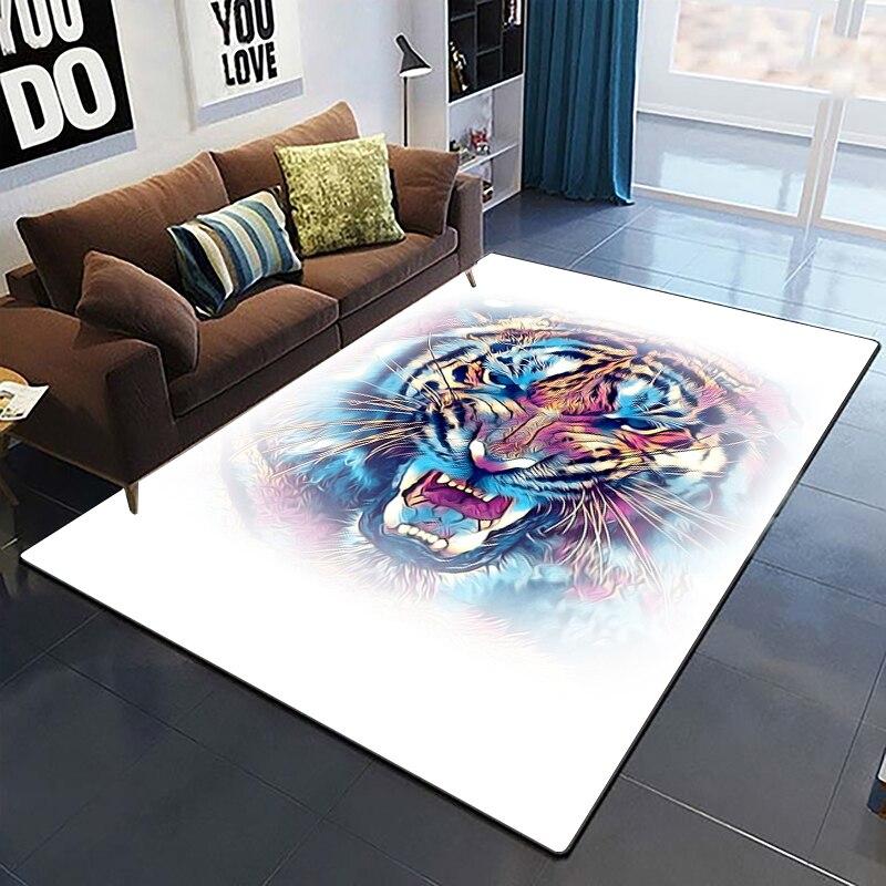Art Domineering Tiger 3D Print Carpets for Living Room Bedroom Decor Carpet Soft Flannel Home Bedside Floor Mat Play Area Rugs
