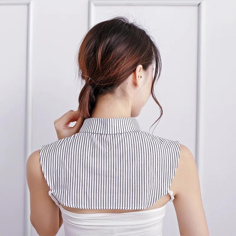 Formal Stripes Detachable Lapel Fake Collar for Women Button Down False Collar Female Removable Half Shirt Blouse Decor
