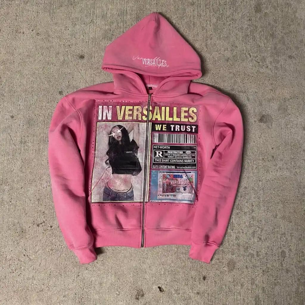 Retro Fashion Printed Pattern Hoodie Y2k Gothic Street Clothing Men and Women Loose Casual Sportswear K Pop Clothes