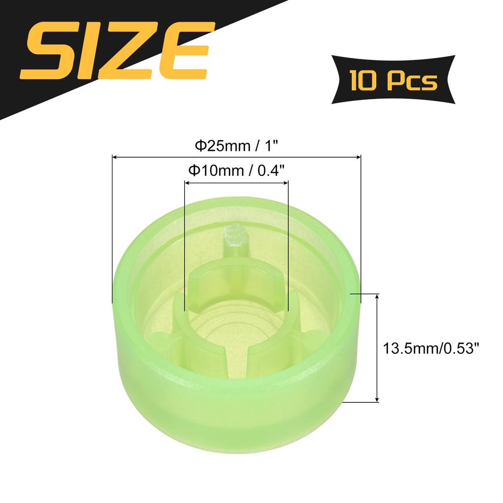 Uxcell 10 шт. Накладки на ножные переключатели Крышки кнопок гитарных педалей Пластиковые верхние крышки для ножных переключателей Дюймовые для кнопок педалей гитарных эффектов Ярко-зеленые 3/8