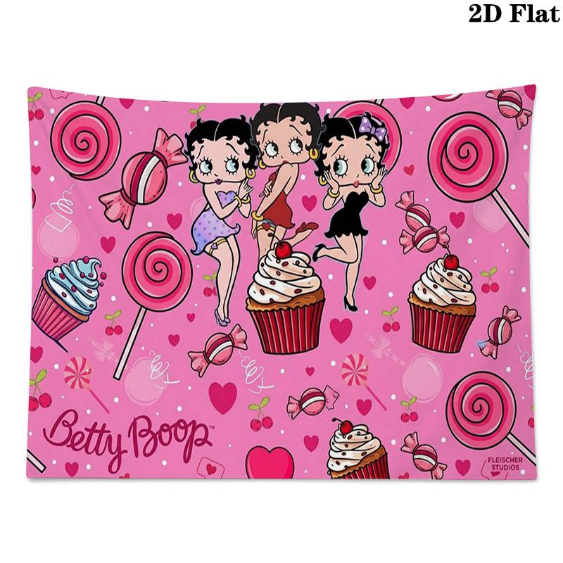 Betty Boop Wall Tapestry Aesthetic Wall Hanging Printed Fabric Blanket Decorative Tapestries for Bedroom Living Room Home Decor