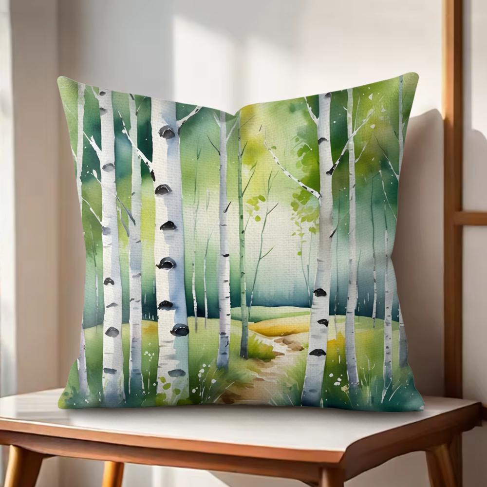 Summer forest Cushion Cover Natural Linen Organic Fabric DoubleSided Printing Couch Pillow Covers Home Decor