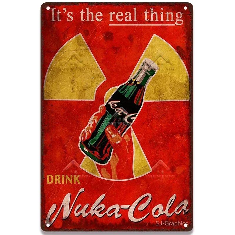 Металлическая табличка с постерами напитка Nuka Cola - Идеальный декор для стены паба, игровых зон, ретро-игровой тематики, металлическое искусство