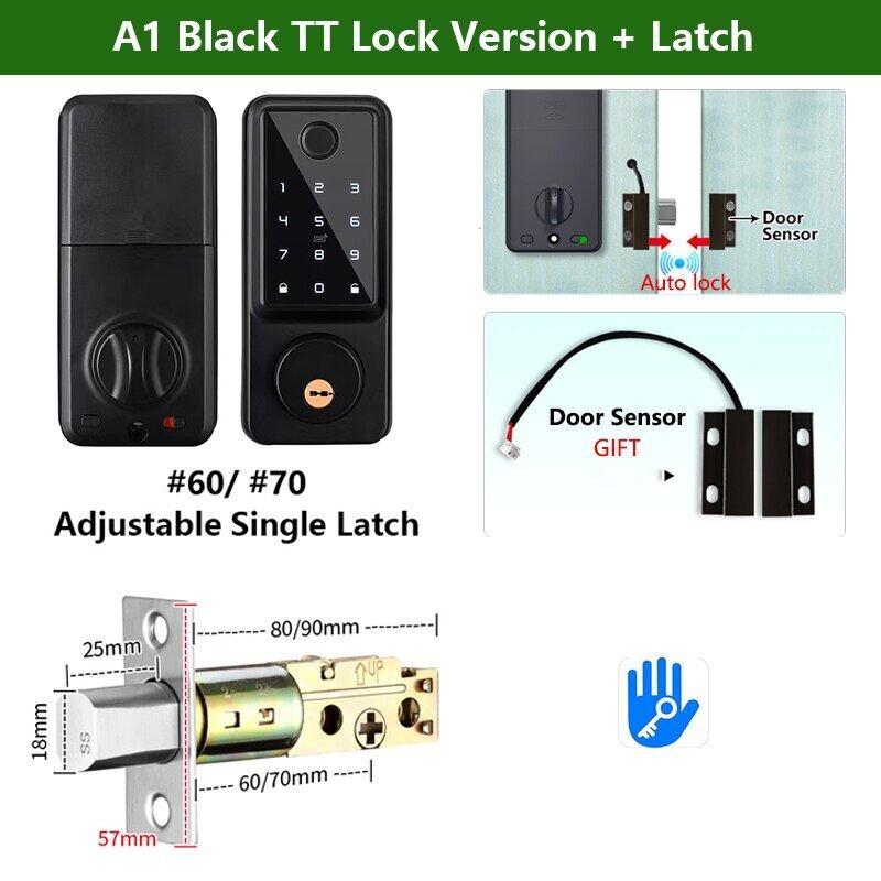 A1 TT Lock/ Tuya WiFi Автоматический Цифровой Электронный Дверной Замок с Отпечатком Пальца и Датчиком Двери Пароль/IC-карта/Приложение/Ключ Умный Дверной Замок