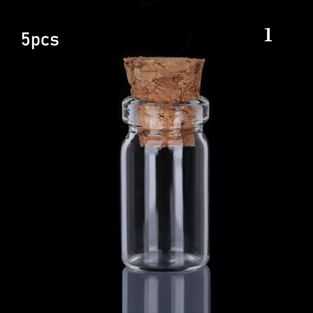 5/10pcs Small Drift Bottle Glass Jars Decoration DIY Containers Mini Message Vials Ornament Cork Stopper Rainbow Wishing Bottle