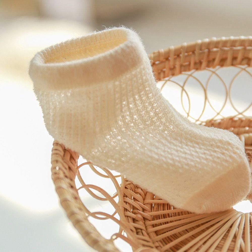 4Pairs Cotton Baby Ruffle Socks Non-slip Toddle Short Socks Sweet Kids Mesh Tube Socks Princess