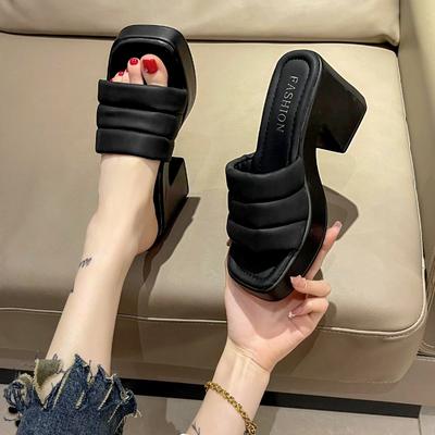 Модная женская обувь на платформе Лето Новая женская обувь Тапочки Горячая распродажа Римские женские туфли на высоком каблуке 2025 Дизайнерские дышащие повседневные сандалии