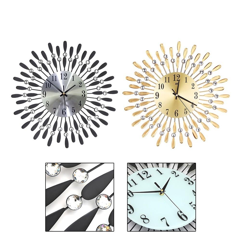 15 дюймов настенные часы для гостиной Декор тихие лепестки циферблат настенные часы черные спальня