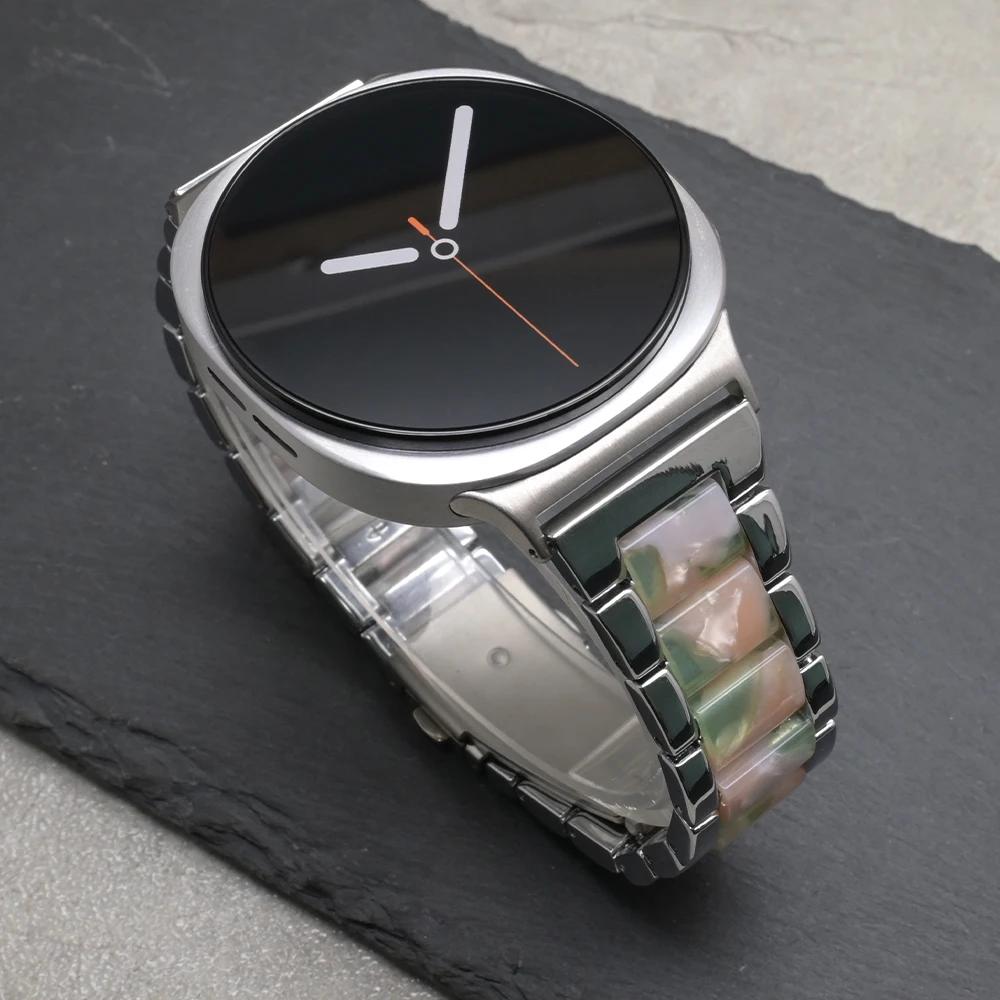 Женский ремешок из смолы для Samsung Galaxy Watch 8 Classic 46 мм 8 44 мм 40 мм Стальной ремешок для GALAXY Ultra 47 мм 2025 Браслет