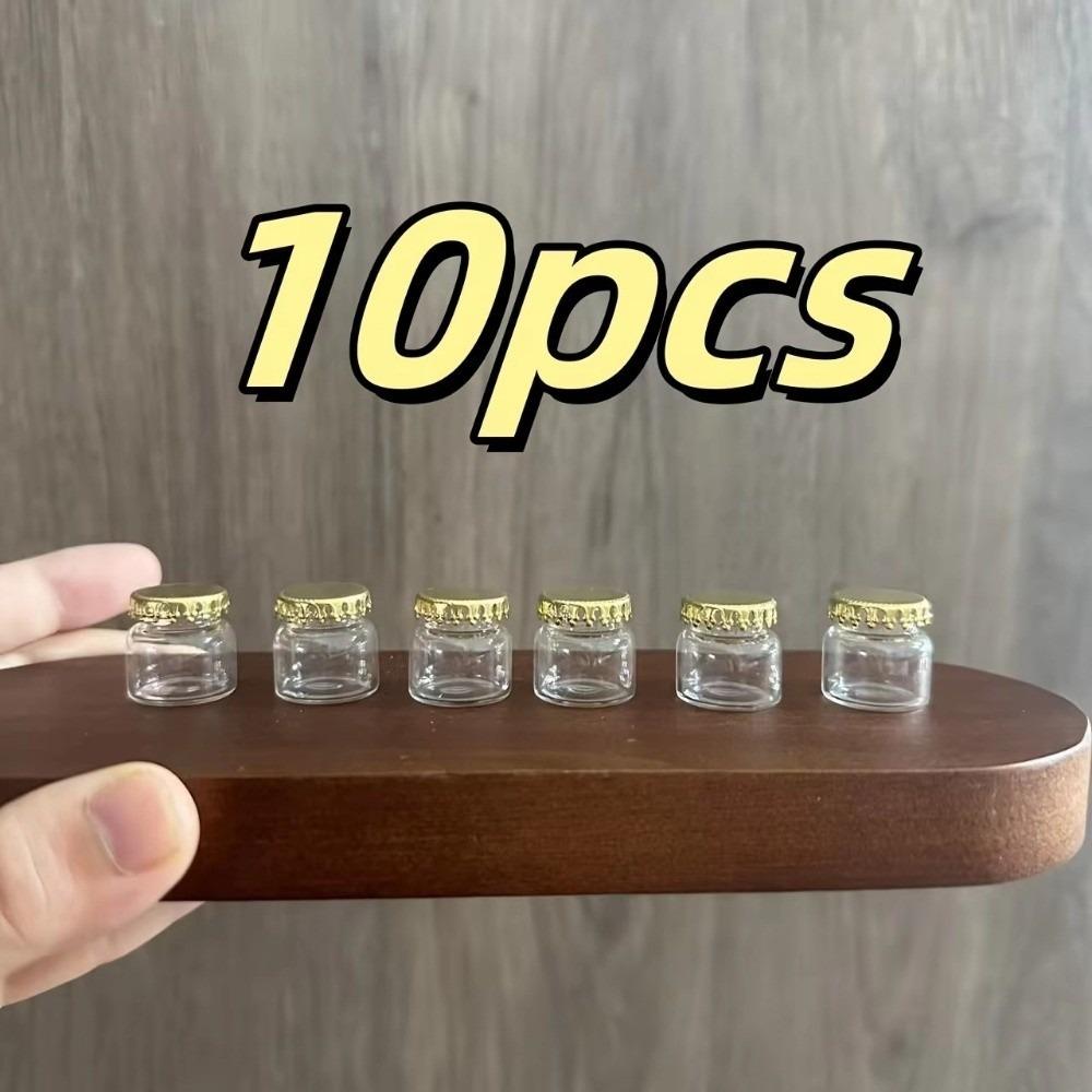 10 шт. Изысканные Мини-Стеклянные Бутылочки DIY с Золотыми Крышками Стеклянная Банка Кухонная Модель Миниатюрные Фигурки Товары для Рукоделия