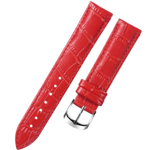 8 10 12 14 15 16 17 18 19 20 Mm Genuine Leather Watchband Watch Belt Strap Wristwatches Band Female Red White Black