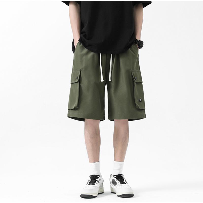 Мужские летние тонкие быстросохнущие однотонные шорты с множеством карманов, мужские свободные японские брюки с пятью точками большого размера