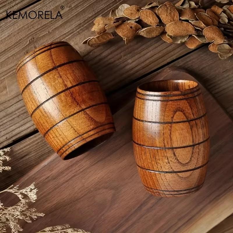 KEMORELA 210 мл Натуральная кружка для пива из массива дерева в стиле викингов, деревянная чашка для питья для крафтового пива, эля, молока, вина - 1/2 шт.