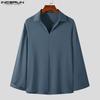 Spring Mens Long Sleeve Shirt Solid Color Office Tops