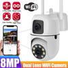 8MP Ikki Ob'ektivli IP Kamera Ikki Ekranli WiFi Kameralar PTZ Ochiq Havoda Rangli Tungi Avto Kuzatuv CCTV Xavfsizlik Himoyasi Kuzatuv Kamerasi