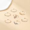 7 Pcs/Set Women Ring Set Different Shapes Rhinestone Knuckle Rings Hollow Out Heart Polished Alloy Rings Prom Party Jewelry