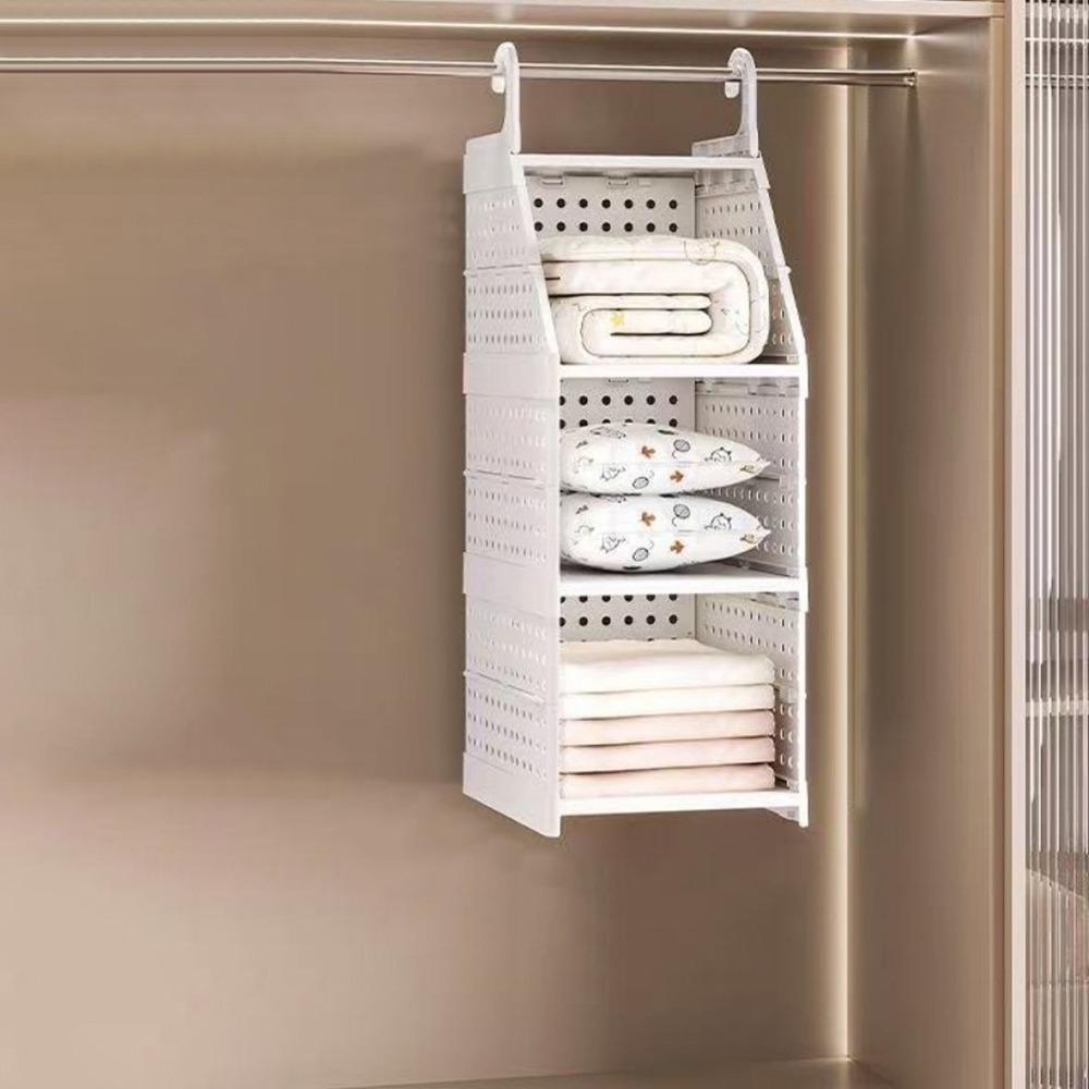 Пластиковый многослойный органайзер для одежды, большая вместимость, складной, с многослойными перегородками, органайзер для шкафа с крючками, экономия места