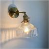 Vintage Glass Wall Sconce - Gold Wall Mounted Light with Striped Glass Shade, Brass Vanity Light Fixture, Adjustable 180 Degree Vintage Wall Lighting