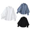 Женская повседневная рубашка с лацканами и фонариком, мешковатая рубашка с длинными рукавами, однотонная однобортная рубашка, топы, уличная одежда