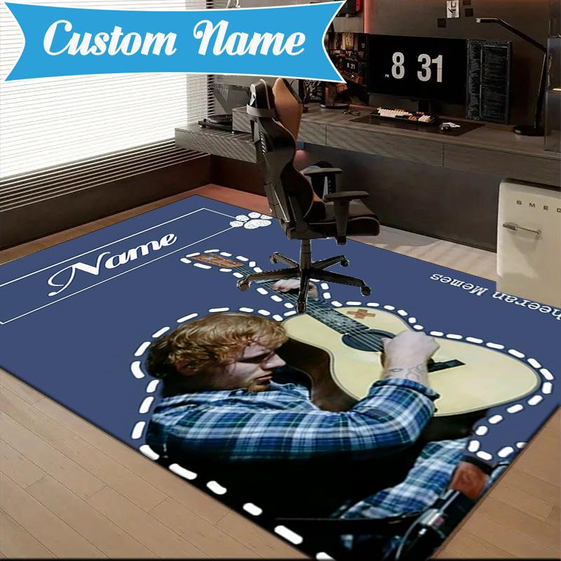 Custom Name Ed Sheeran music Rug Game Carpet, Floor Mat for Bedroom Living Room Entryway Rug, Home Decor Idea Gift for Christmas birthday