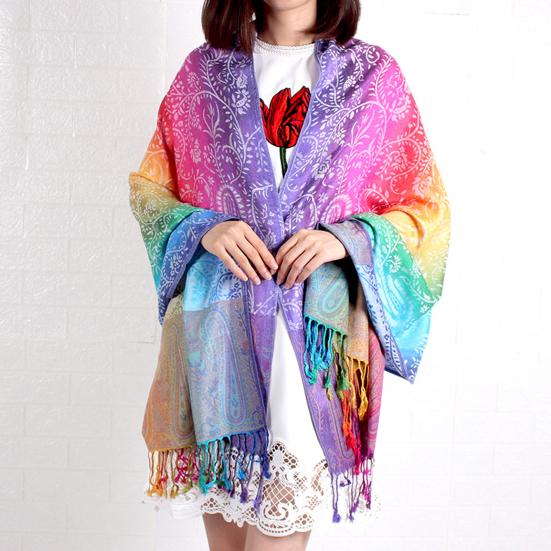 Fashion Scarf Jacquard Women Wrap Shawl Tassels Scarves Versatile Shawl with Tassel Edge Birthdays Gift for Girlfriend Yourself